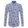 Manches longues à rayures verticales et Paisley Print Button-Down Shirt - Bleu S