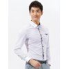 Argyle Print Pocket Long Sleeve Shirt - WHITE XL