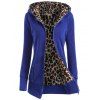 Veste épaisse à capuche à motif léopard avec zip - Bleu S