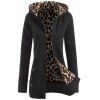 Veste épaisse à capuche à motif léopard avec zip - Gris Noir M
