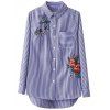 Chemisier Imprimé Libellules Rayée Brodée - Bleu et Blanc L