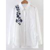 Side Slit Floral Embroidered Shirt - WHITE S