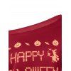 Skew Neck Witches Print Halloween Sweatshirt - RED M