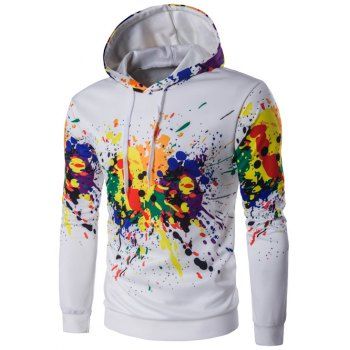 [41% OFF] 2024 Colorful Splatter Paint Long Sleeve Hoodie In WHITE ...