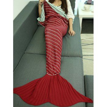 

Crochet Oblique Wrap Sofa Mermaid Blanket, Red