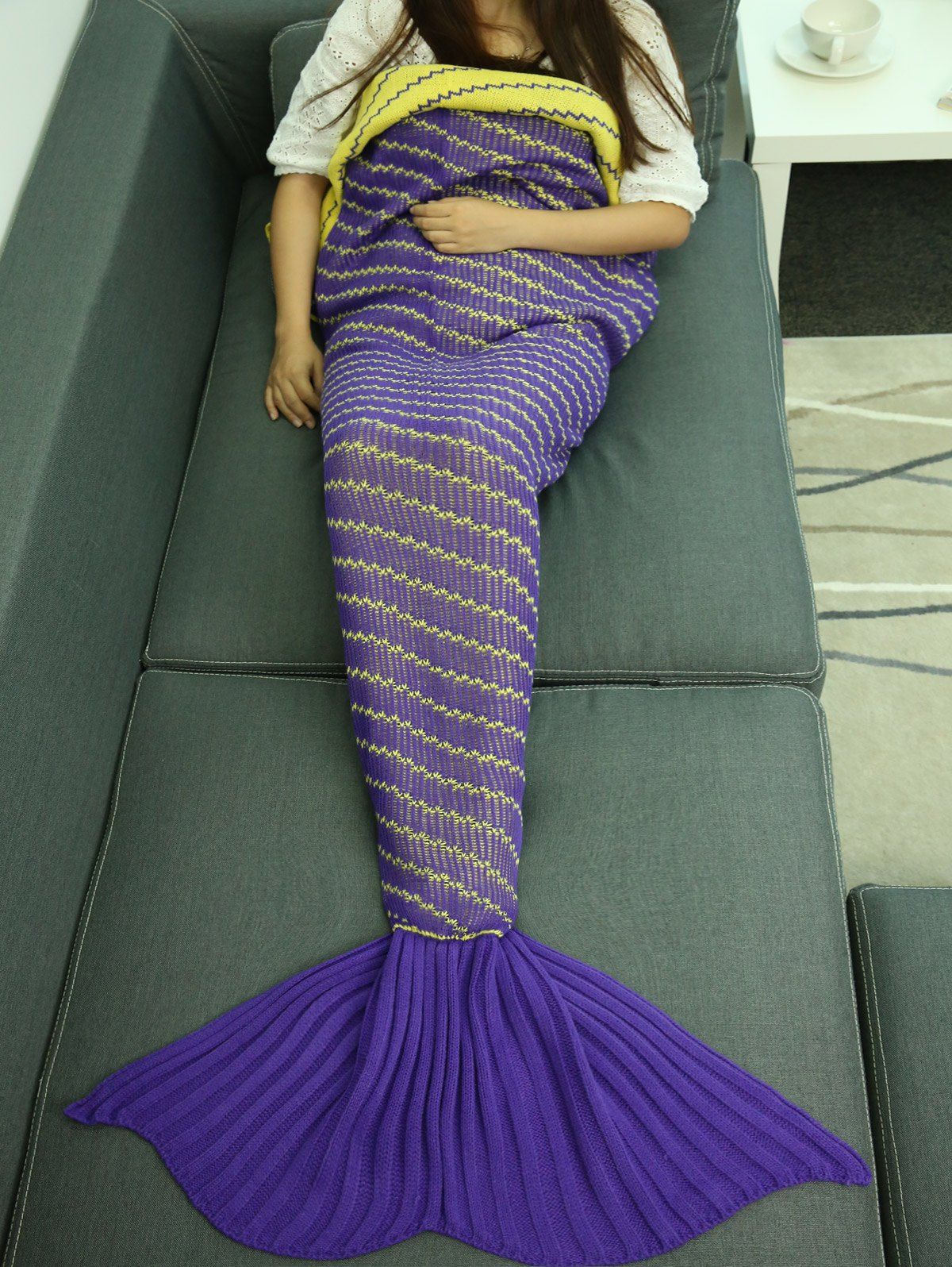 Crochet Oblique Wrap Sofa Mermaid Blanket