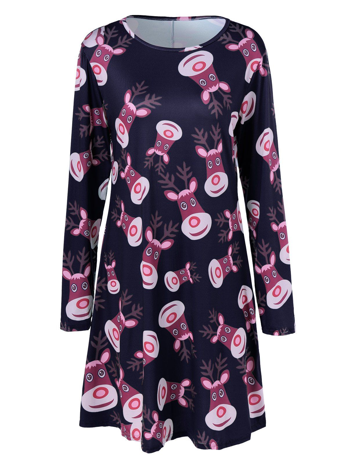 

Fawn Print Christmas Fit and Flare Mini Dress, Black