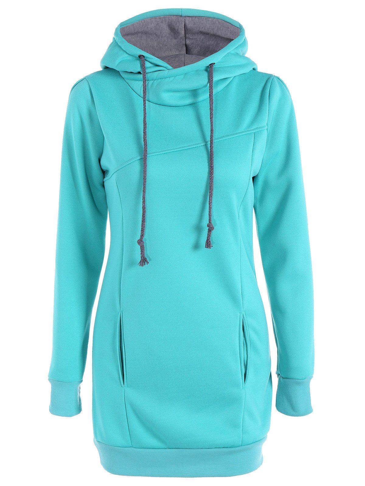 

Slim Pockets Design Pullover Neck Hoodie, Green