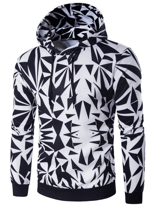 

Irregular Rhombus Print Long Sleeve Hoodie, Colormix