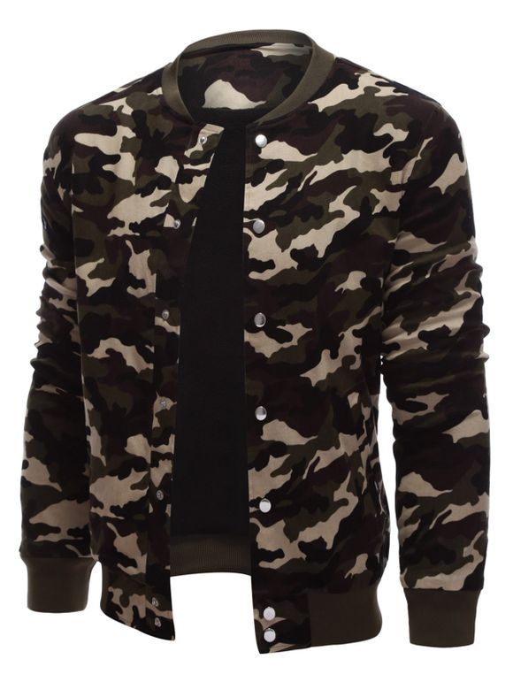 Jacket camouflage bouton-pression poignet côtelé - VERT D'ARMEE Camouflage S