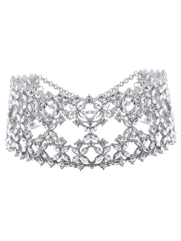 Hollowed Tiered strass large Choker - Argent 