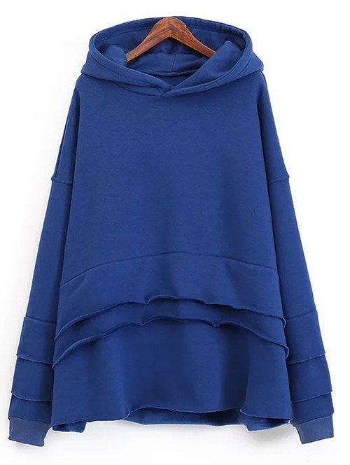 

Fleece Layered Hoodie, Sapphire blue