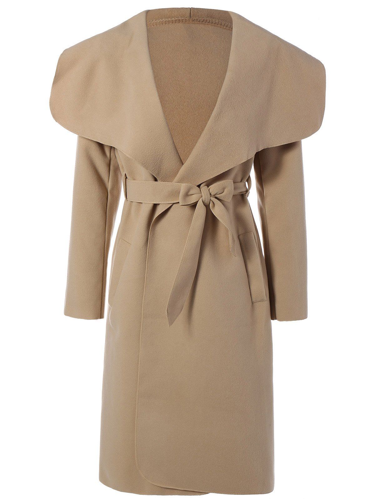 

Belted Wrap Shawl Duster Coat, Khaki