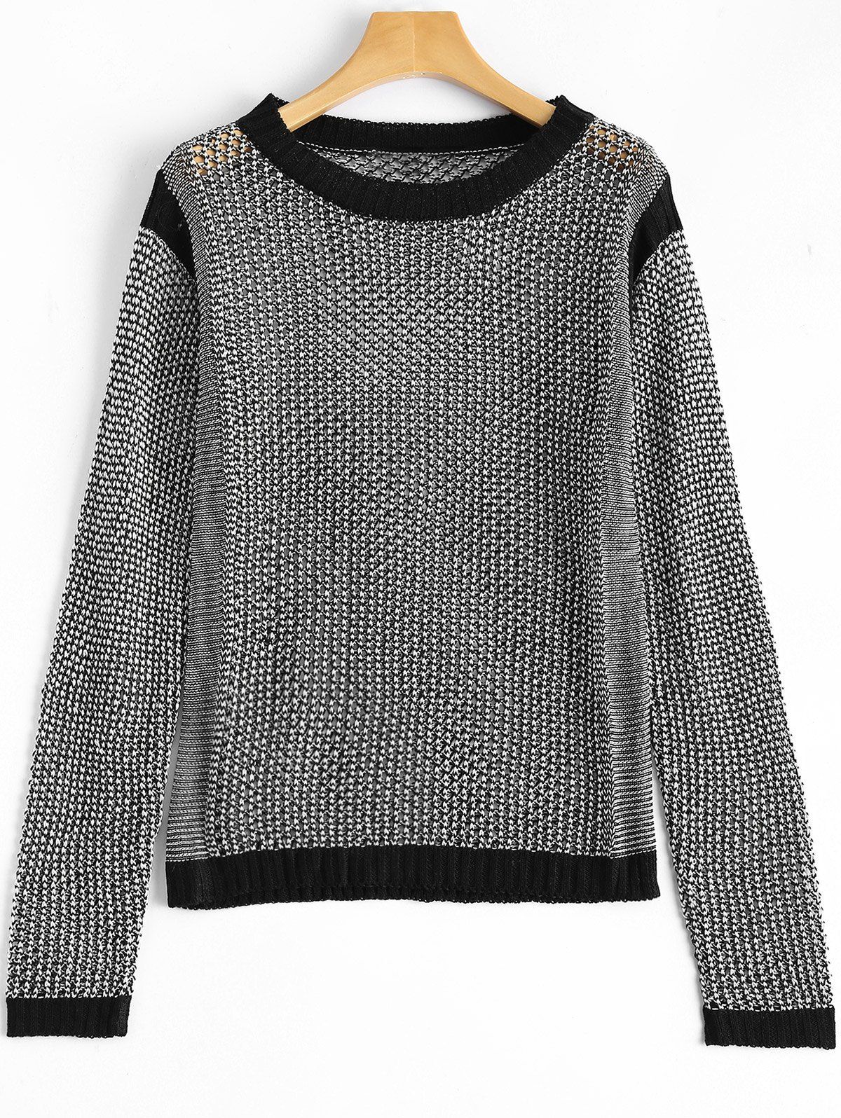 

See-Through Mesh Sweater, Gray