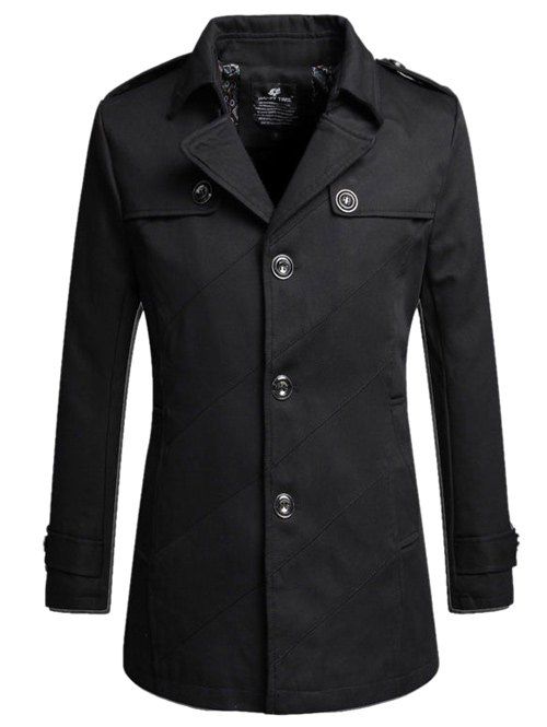 

Single-Breasted Lapel Slim Coat, Black