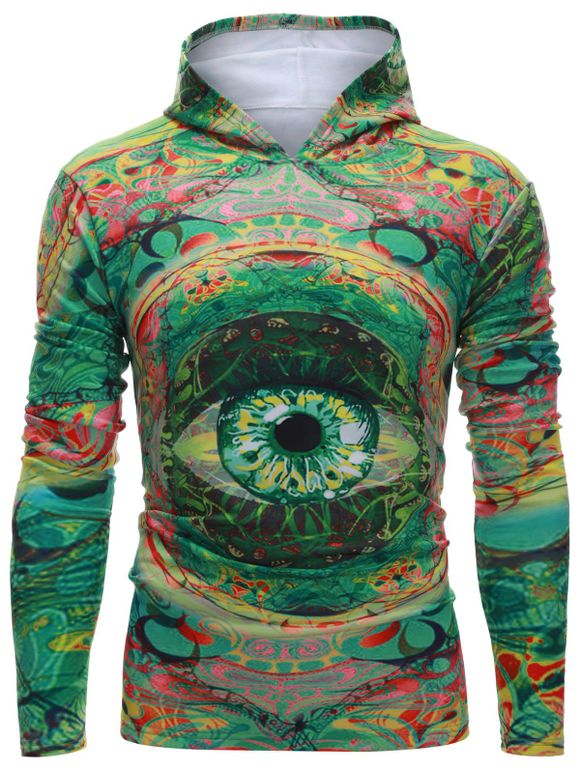 Capuche manches longues Colorful Eye Imprimer Hoodie - Vert S