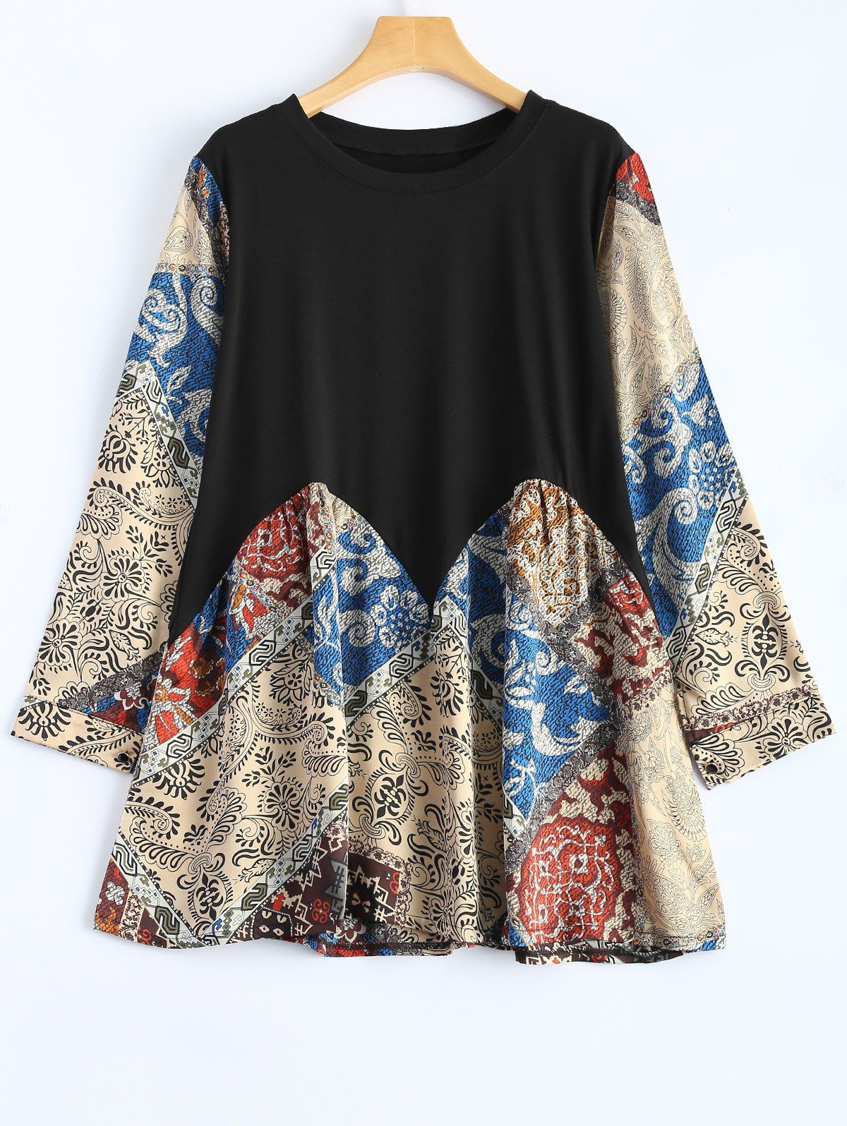 

Printed Plus Size Mini Dress, Black