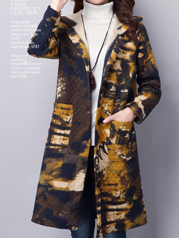 

Tie Dyed Longline Hooded Coat, Colormix