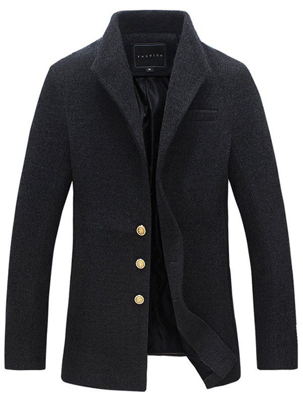 

Lapel Single Breasted Tweed Coat, Black