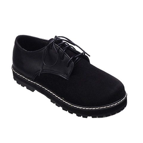 Chaussures à lacets Splicing Suede Flat - Noir 39