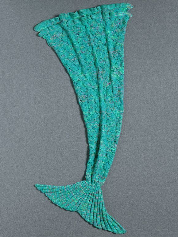 Super Soft Flouncing Decor tricotée Mermaid Tail Blanket - Vert 