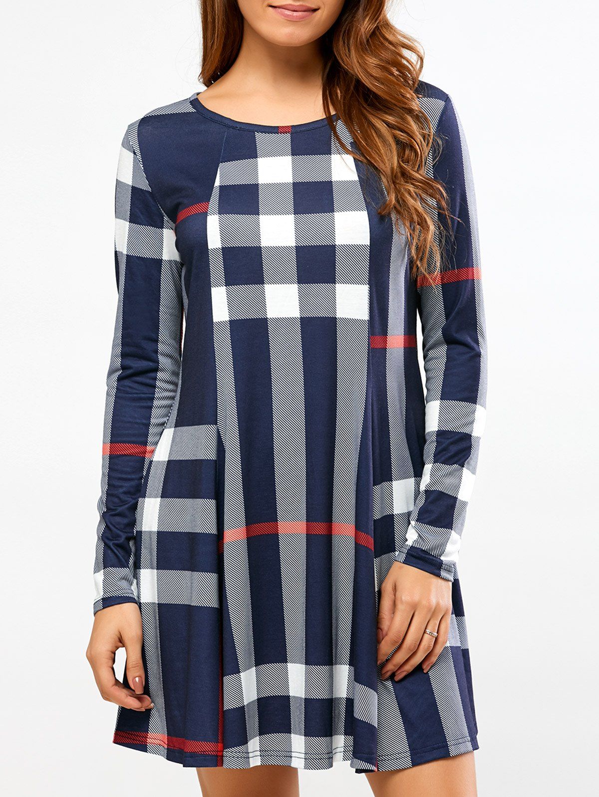 

Fit and Flare Plaid Dress, Checked