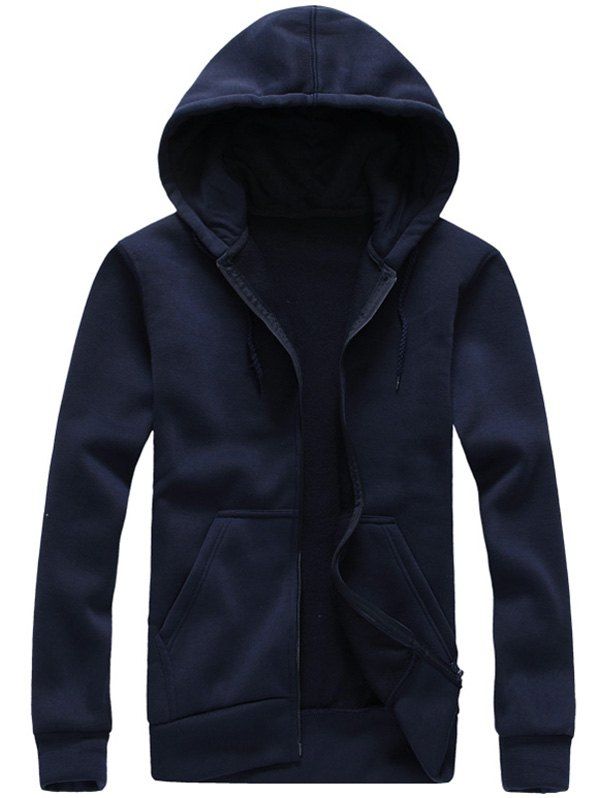 

Zip-Up Hooded Long Sleeve Hoodie, Cadetblue