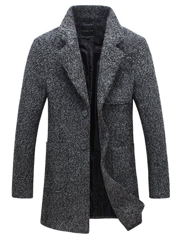 

Buttoned Front Pocket Lapel Coat, Deep gray