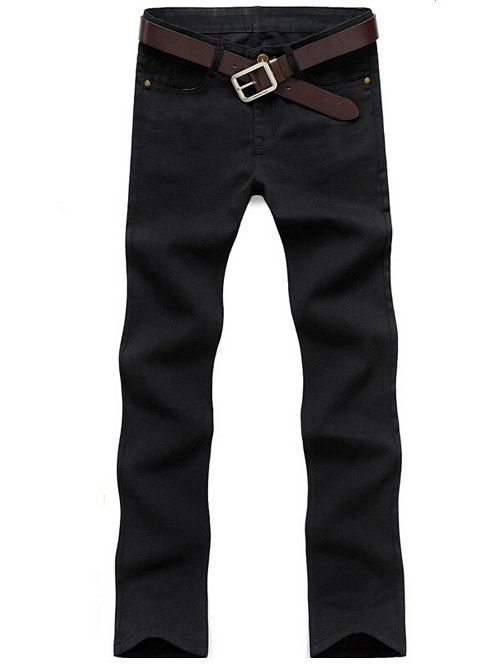 

Brief Style Straight Leg Zip Fly Jeans, Black