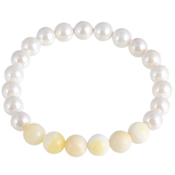 Faux Perle Pierre naturelle Bracelet en perles - Blanc 