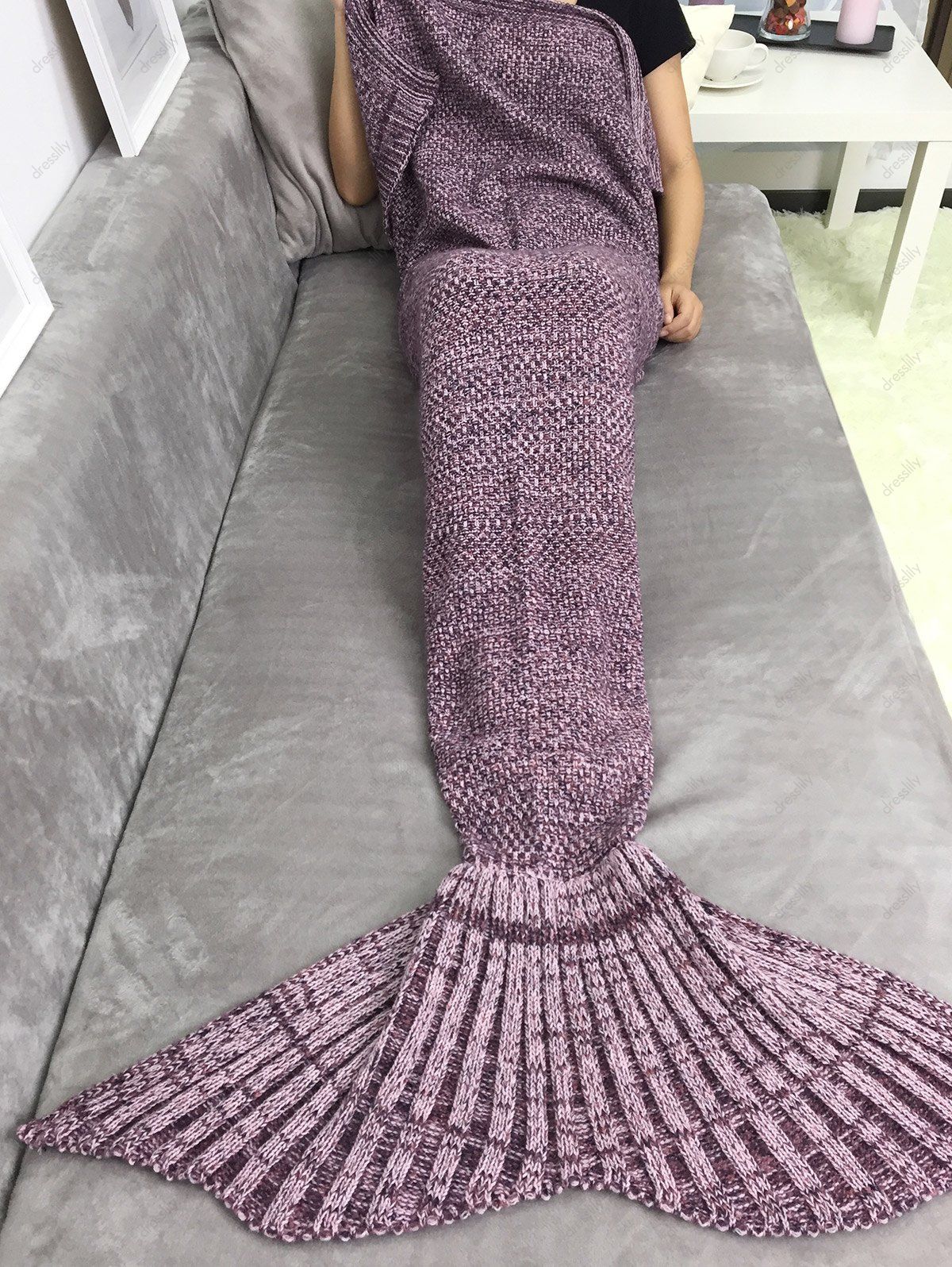 [63% OFF] 2021 Handmade Knitting Sleeping Bag Sofa Wrap Mermaid Tail Blanket In FLAX | DressLily