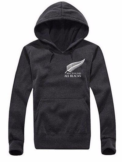 

Leave Pattern Hooded Kangaroo Pocket Hoodie, Deep gray