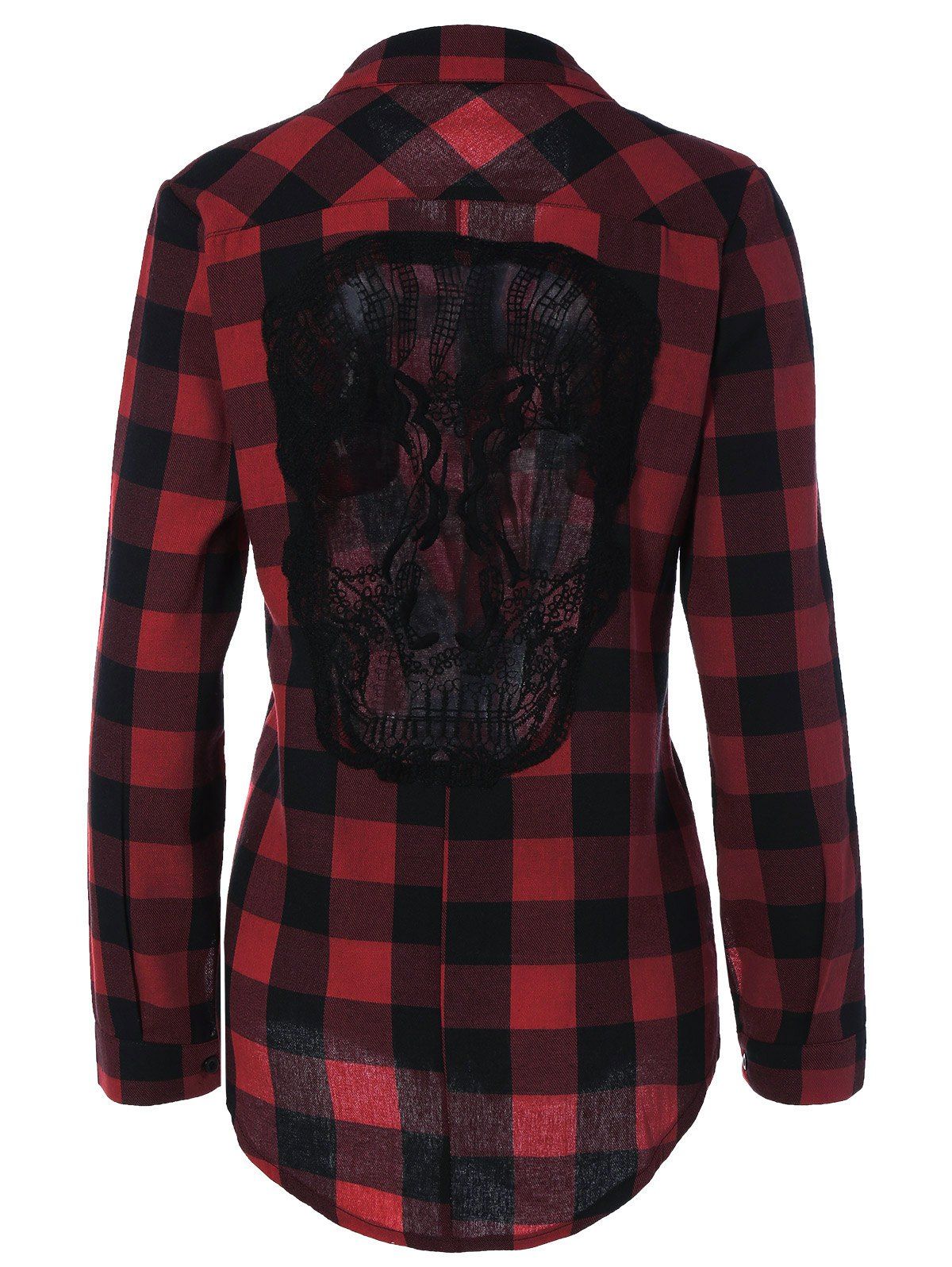 [17% OFF] 2021 Plaid Back Skull Pattern Flannel Shirt In DEEP RED ...