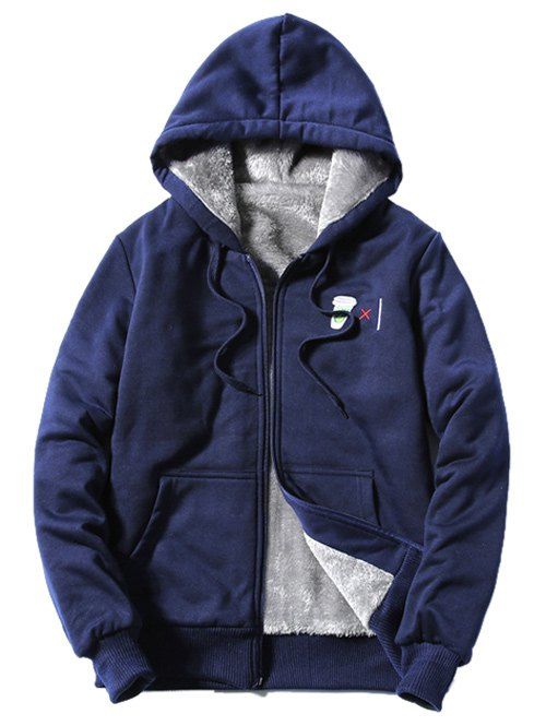 

Hooded Zip-Up Coffee Cup Embroidered Fleece Hoodie, Cadetblue