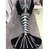Couverture Sirène Tricotée Enveloppante Confortable Motif Squelette de Poisson d'Halloween - Noir 