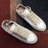 Lace-Up Casual Suede Spliced ​​Satin Sneakers - Blanc 39