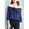 Pinstriped Off The Blouse épaule - Bleu Violet M