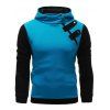 Sweatshirt à Capuche à Manches Longues Deux Tons de Couleurs avec Zip sur le Côté pour Hommes - Bleu XL