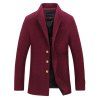 Manteau revers unique poitrine Tweed - Rouge vineux 2XL