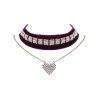 Rhinestone Velvet Coeur Layered Choker - RAL4002 Rouge Violet 