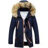 Manteau Rembourré à Capuche en Fausse Fourrure avec Fermeture Éclair et Poches Multiples - Bleu XL