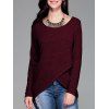 Front Slit Ribbed T-Shirt - WINE RED M