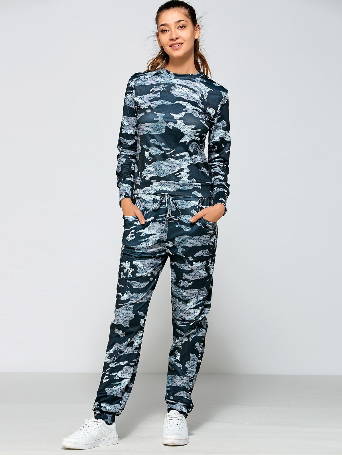 

Camo Print Drawstring Waist Gym Outfits, Marine camouflage