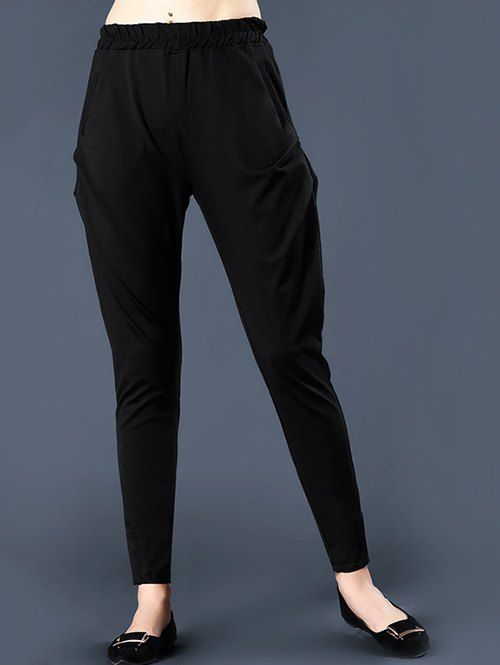 

High Waist Harem Pants, Black