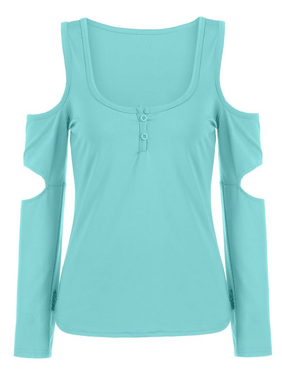 Cold Shoulder T-shirt col U - Bleu Tiffany L