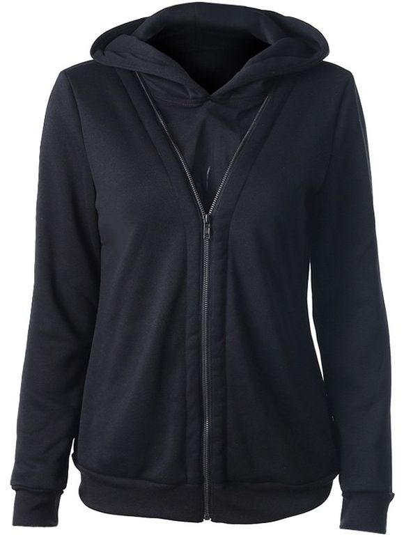 Casual manches longues Pull Zipper Up Hoodie - Noir S