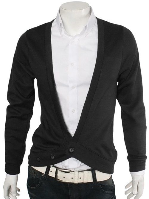 

One Button V-Neck Slimming Cardigan, Black