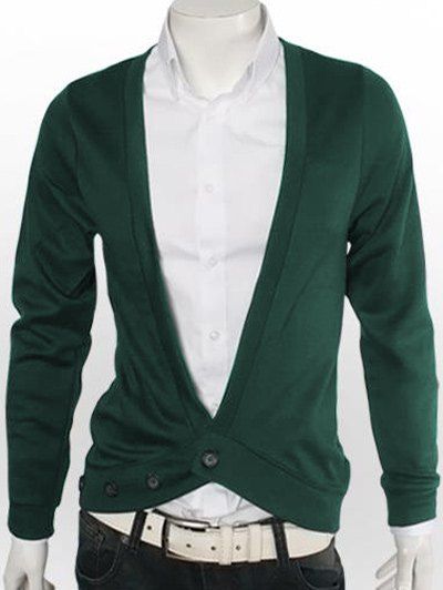 

One Button V-Neck Slimming Cardigan, Green