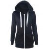 Casual Drawstring manches longues Zipper Up Hoodie - Noir S