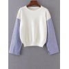 Tricot a col Rond avec manches a rayures - Blanc ONE SIZE